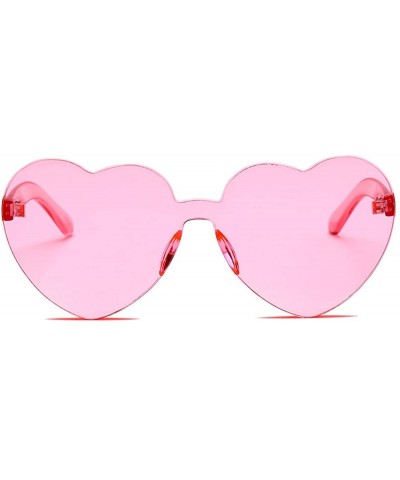 Goggle Heart Shape Rimless Sunglasses Transparent Candy Color Eyewear Resin Lens Sunglasses - B - CW1908NHIN3 $9.16