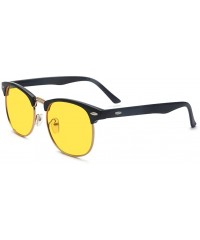 Aviator Vintage Retro Classic Half Frame Horn Rimmed Clear Lens Glasses - Yellow Polarized - C8189CULH8O $10.58