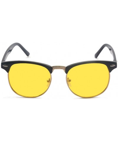 Aviator Vintage Retro Classic Half Frame Horn Rimmed Clear Lens Glasses - Yellow Polarized - C8189CULH8O $10.58