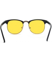 Aviator Vintage Retro Classic Half Frame Horn Rimmed Clear Lens Glasses - Yellow Polarized - C8189CULH8O $10.58