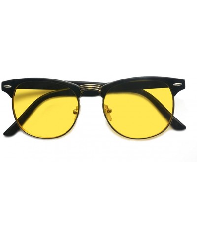 Aviator Vintage Retro Classic Half Frame Horn Rimmed Clear Lens Glasses - Yellow Polarized - C8189CULH8O $10.58