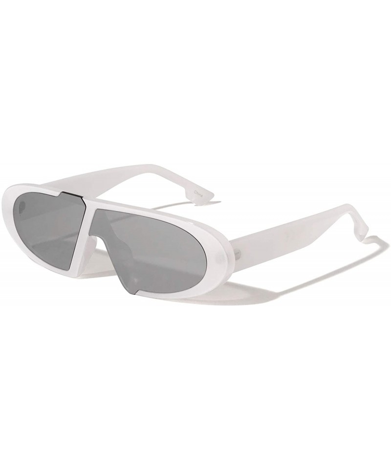 Oval Oval Shape Flat Designer Sunglasses - White - CA19736XRDN $16.04