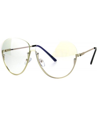 Semi-rimless Womens Upside Down Half Rim Granny Oversize Clear Lens Eye Glasses - Gold - CN182YM2TLA $11.88