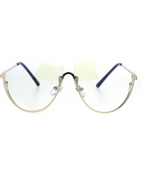 Semi-rimless Womens Upside Down Half Rim Granny Oversize Clear Lens Eye Glasses - Gold - CN182YM2TLA $11.88