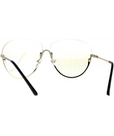 Semi-rimless Womens Upside Down Half Rim Granny Oversize Clear Lens Eye Glasses - Gold - CN182YM2TLA $24.07