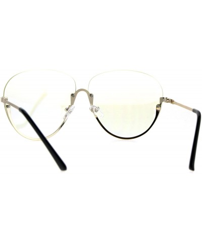 Semi-rimless Womens Upside Down Half Rim Granny Oversize Clear Lens Eye Glasses - Gold - CN182YM2TLA $11.88