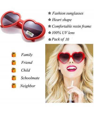 Goggle 10 Pack Heart Shaped Sunglasses for Women Party Favors Eyewear Multiple Choice - Red - CJ18EOR8WG9 $13.90