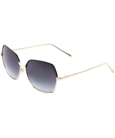 Wayfarer Womens Oversized Square Sunglasses Oceanic Gradient Lens Metal Frame 60mm - Black-gold-smoke - C417YLII70Q $22.90