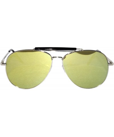Aviator 3 Pack Aviator Brow Bar Sunglasses UV Protection Color Lens Metal Frame Unisex (Flat-063-C6-C7-C9 - Colored) - C0186S...