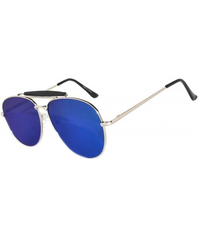 Aviator 3 Pack Aviator Brow Bar Sunglasses UV Protection Color Lens Metal Frame Unisex (Flat-063-C6-C7-C9 - Colored) - C0186S...