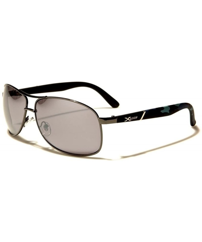 Rectangular Designer Stylish Mirrored Lens Camouflage Temple Mens Rectangle Sunglasses - Gunmetal - C4189EGNEK4 $13.68