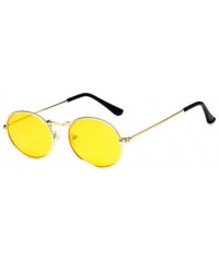 Square Vintage Oval Sunglasses Women Fashion Classic Small Face Metal Designer Sun Glasses Travel (C) - C - CI1902ARGR5 $7.89