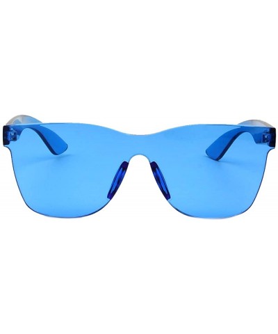 Rimless Retro Vintage Rimless Square Transparent Flat Lens Fashion Sunglasses - 2 Pack - Blue - Red - C118K2UUHI8 $15.32