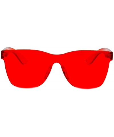 Rimless Retro Vintage Rimless Square Transparent Flat Lens Fashion Sunglasses - 2 Pack - Blue - Red - C118K2UUHI8 $15.32