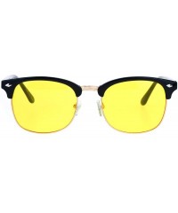 Rectangular Mens Color Lens Half Horn Rim Classic Hipster DJ Sunglasses - Yellow - CQ12NW3PUXP $10.35