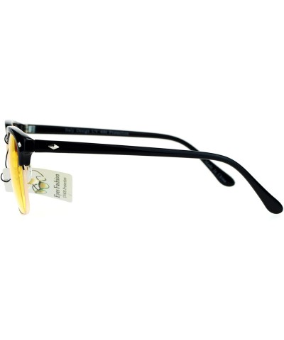 Rectangular Mens Color Lens Half Horn Rim Classic Hipster DJ Sunglasses - Yellow - CQ12NW3PUXP $10.35