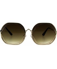 Butterfly Womens Metal Rim Nouveau Metal Art Frame Designer Sunglasses - Gold Brown - CS18GXNLDDE $15.59