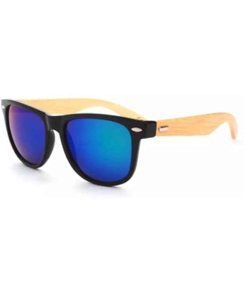 Square Bamboo Sunglasses - Wood Sunglasses - 3-in-1 Value Pack Gift Set - Stylish- Lightweight- Durable - Deep Blue - C918DXI...