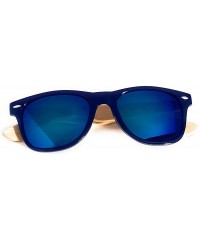 Square Bamboo Sunglasses - Wood Sunglasses - 3-in-1 Value Pack Gift Set - Stylish- Lightweight- Durable - Deep Blue - C918DXI...