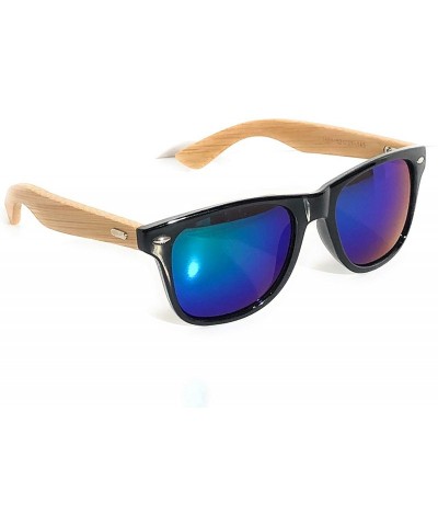 Square Bamboo Sunglasses - Wood Sunglasses - 3-in-1 Value Pack Gift Set - Stylish- Lightweight- Durable - Deep Blue - C918DXI...