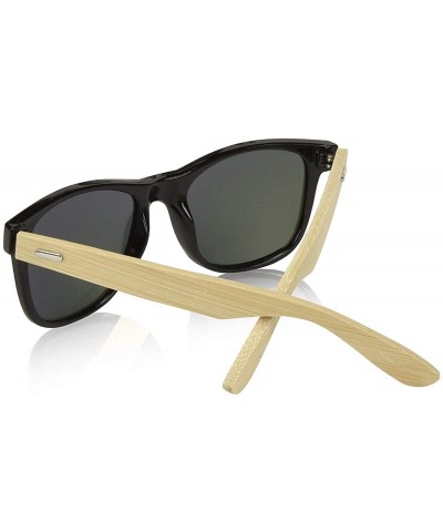 Square Bamboo Sunglasses - Wood Sunglasses - 3-in-1 Value Pack Gift Set - Stylish- Lightweight- Durable - Deep Blue - C918DXI...