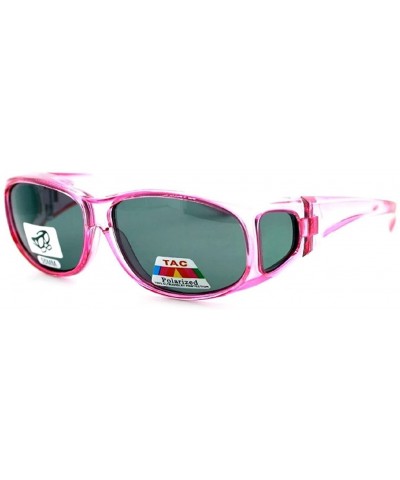 Sport Womens Polarized Fit Over Glasses Sunglasses Oval Rectangular - Wear Over Prescription Eyeglasses - 2 Pink Xs - CZ194I5...