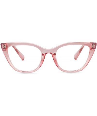 Oversized Stylish Large Cateye Blue Light Blocking Glasses for Women - Clear Rose - CE18W8IITGK $19.30