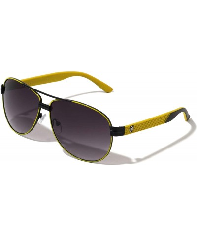 Aviator Texture Temple Classic Aviator Sunglasses - Smoke Yellow - C21998WY4K4 $34.28