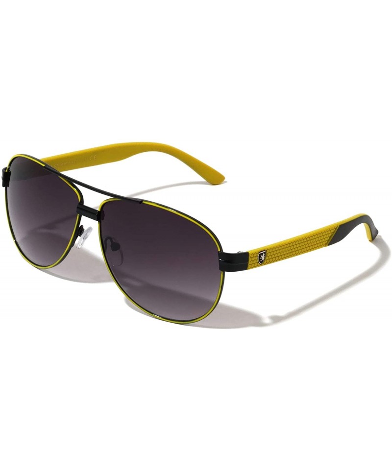 Aviator Texture Temple Classic Aviator Sunglasses - Smoke Yellow - C21998WY4K4 $16.91