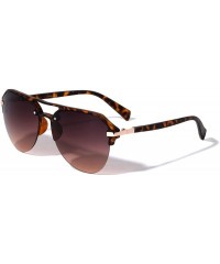 Round Rimless Round Aviator Brow Plastic Piece Sunglasses - Brown Demi - CF197RRAHW7 $14.20