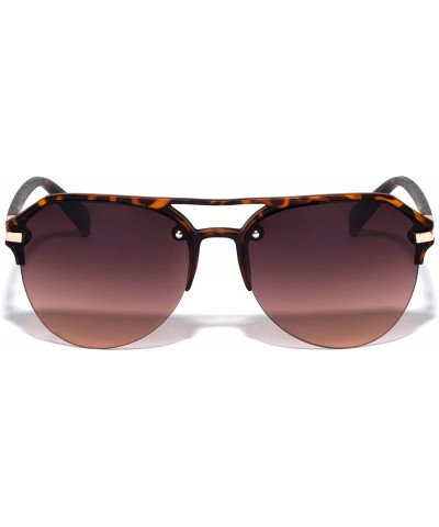 Round Rimless Round Aviator Brow Plastic Piece Sunglasses - Brown Demi - CF197RRAHW7 $14.20