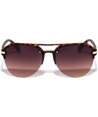 Round Rimless Round Aviator Brow Plastic Piece Sunglasses - Brown Demi - CF197RRAHW7 $14.20