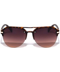 Round Rimless Round Aviator Brow Plastic Piece Sunglasses - Brown Demi - CF197RRAHW7 $14.20