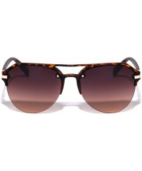 Round Rimless Round Aviator Brow Plastic Piece Sunglasses - Brown Demi - CF197RRAHW7 $14.20