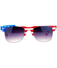 Square USA American Flag Print Sunglasses Patriotic Square Horn Rim Spring Hinge - Clear/Us Flag - CM187K37QWK $9.57