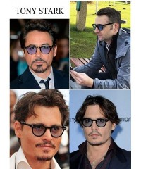 Round Vintage Johnny Depp Round Sunglasses Tint Lens Nerd Colorful Eyewear See Through Film Tony stark Glasses - 11 - CF18AK6...