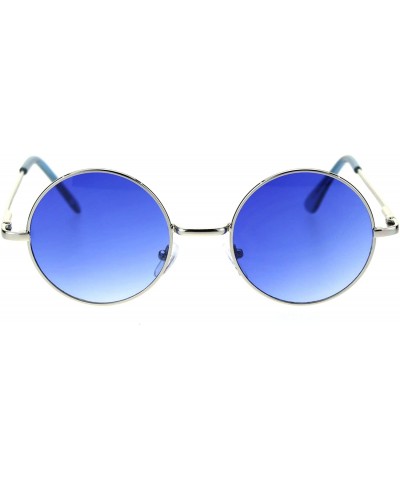 Oversized Color Groovy Hippie Wire Rim Round Circle Lens Sunglasses - Gradient Blue - CN12MXQOFHC $20.71