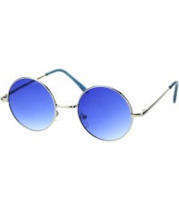 Oversized Color Groovy Hippie Wire Rim Round Circle Lens Sunglasses - Gradient Blue - CN12MXQOFHC $18.30