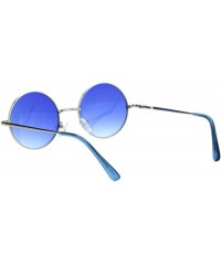 Oversized Color Groovy Hippie Wire Rim Round Circle Lens Sunglasses - Gradient Blue - CN12MXQOFHC $18.30