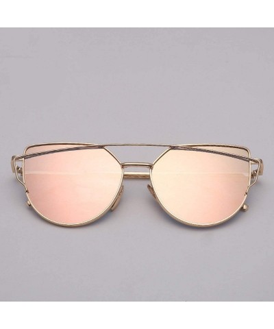 Goggle Cat Eye Sunglasses Women Vintage Metal Reflective Glasses Mirror Retro - Silver Silver - CK198A3KLDN $31.57