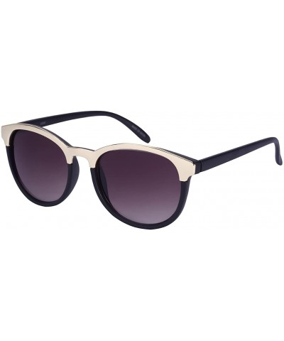 Wayfarer Women's Round Horned Rim Sunglasses with Gradient Lens 32069TT-AP - Matte Black - CE1297ERP4F $17.05