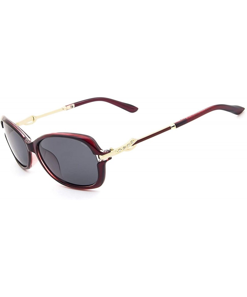 Goggle Women's Classic Anti-glare Polarized UV 400 Protection Driving Sunglasses - Red Frame Gray Lens - CU18SXGY4A9 $22.16