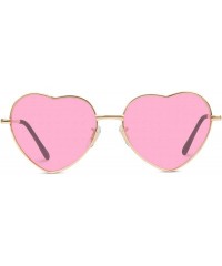 Oversized Women Metal Heart Frame Mirror Lens Cupid Heartshape Sunglasses - Gold Frame / Tinted Pink Lens - CX193MS2II0 $14.31