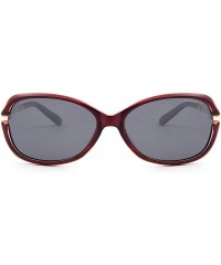 Goggle Women's Classic Anti-glare Polarized UV 400 Protection Driving Sunglasses - Red Frame Gray Lens - CU18SXGY4A9 $22.16