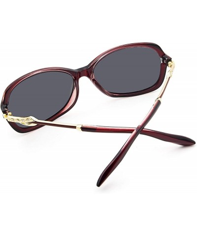 Goggle Women's Classic Anti-glare Polarized UV 400 Protection Driving Sunglasses - Red Frame Gray Lens - CU18SXGY4A9 $22.16