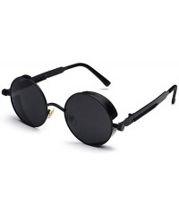 Sport Retro Polarized Steampunk Sunglasses Round Gothic Style Side Shield UV400 Sunglass - Matt Black - CV18U0ND2E7 $19.27