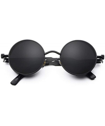 Sport Retro Polarized Steampunk Sunglasses Round Gothic Style Side Shield UV400 Sunglass - Matt Black - CV18U0ND2E7 $19.27