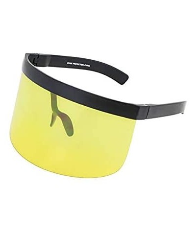 Shield Futuristic Oversize Shield Visor Sunglasses Flat Top Mirrored Mono Lens 172mm - Yellow and Pink - C618IH6D5K6 $25.11