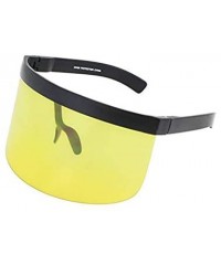Shield Futuristic Oversize Shield Visor Sunglasses Flat Top Mirrored Mono Lens 172mm - Yellow and Pink - C618IH6D5K6 $25.11