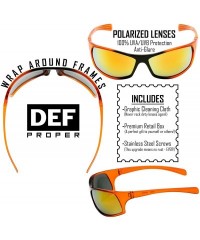 Sport Polarized Wrap Around Sports Sunglasses - Orange - Red Mirror - CC18D0NKLZL $9.22